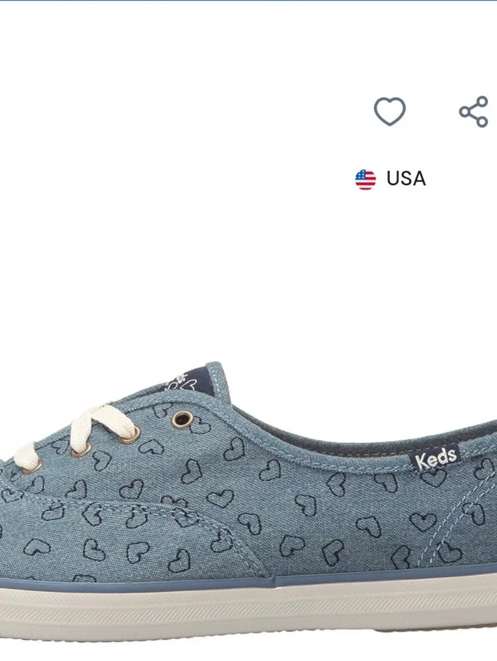 Keds X Taylor Swift Denim Indigo Light Blue Heart  Sneaker Women's